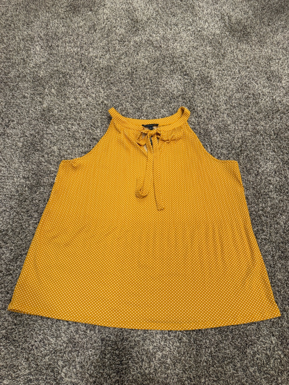 NWT Adrianna Papell Mustard Polka Dot Tie Neck Fit & Flare Dress Medium